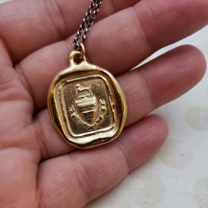 Heraldic Dog - Prosper Despite Adversity Pendant in Gold Vermeil