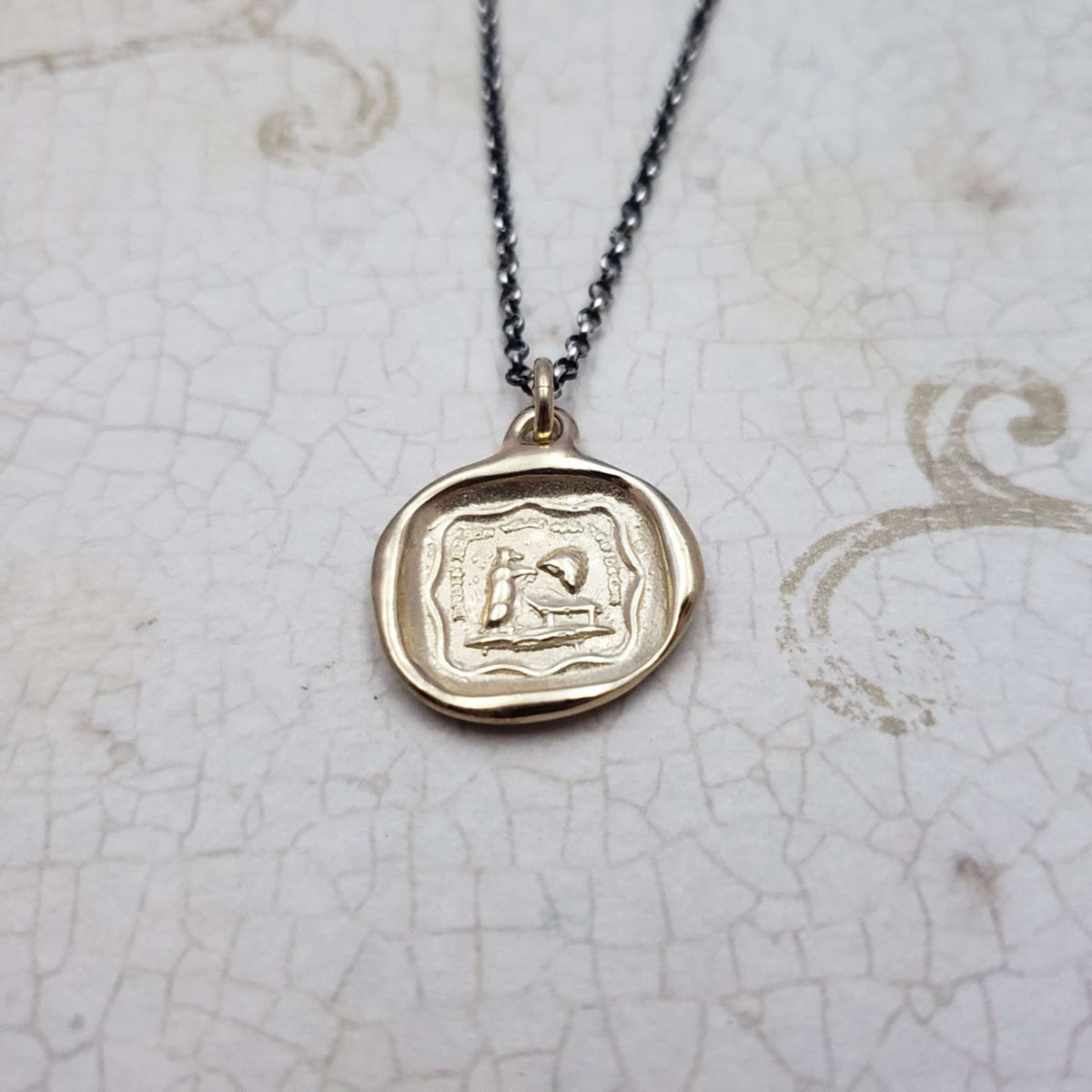 Brown bear what are you doing necklace in Gold Vermeil