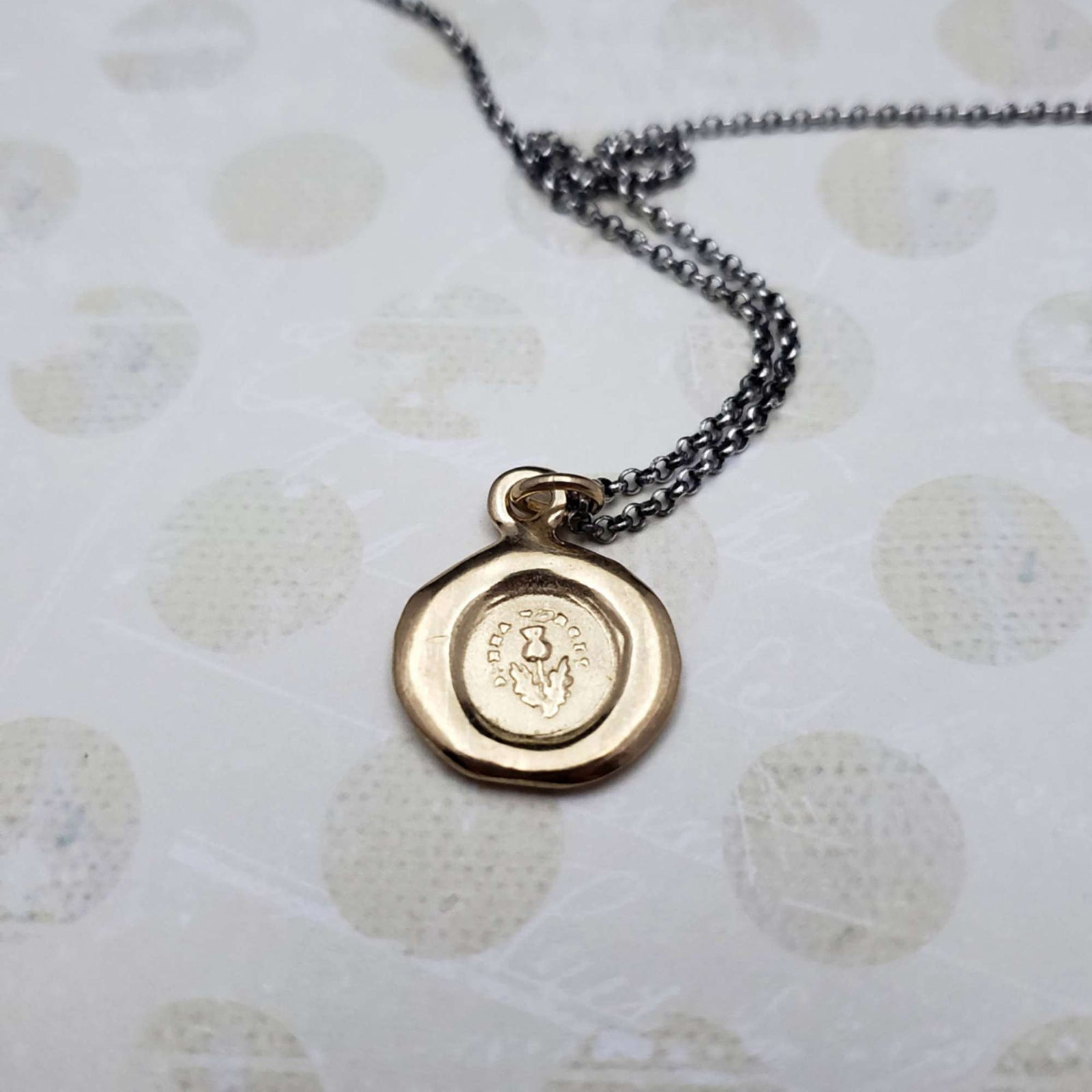 Dinna Forget Thistle Necklace in Gold Vermeil