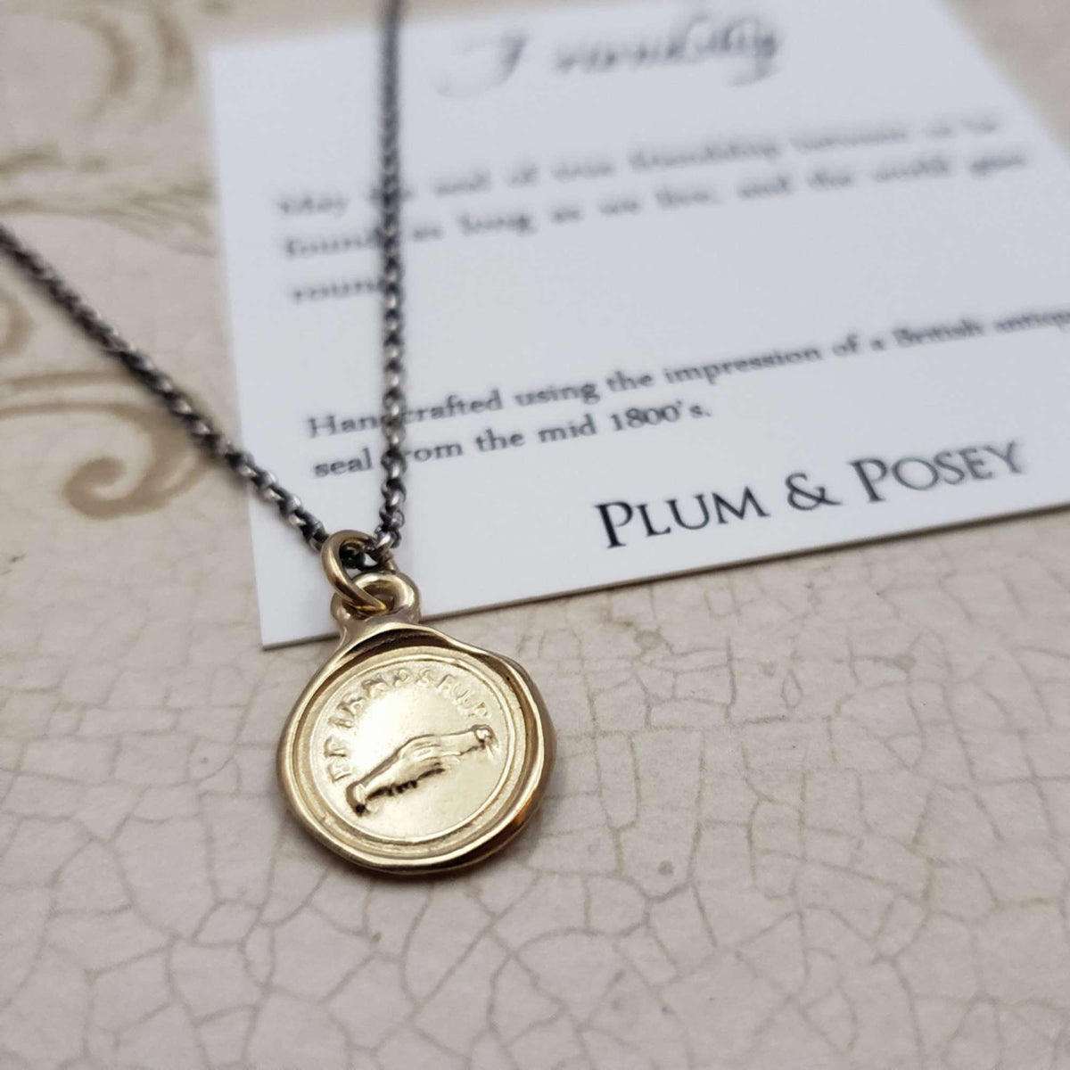 Friendship - Clasped Hands Friendship Necklace in Gold Vermeil