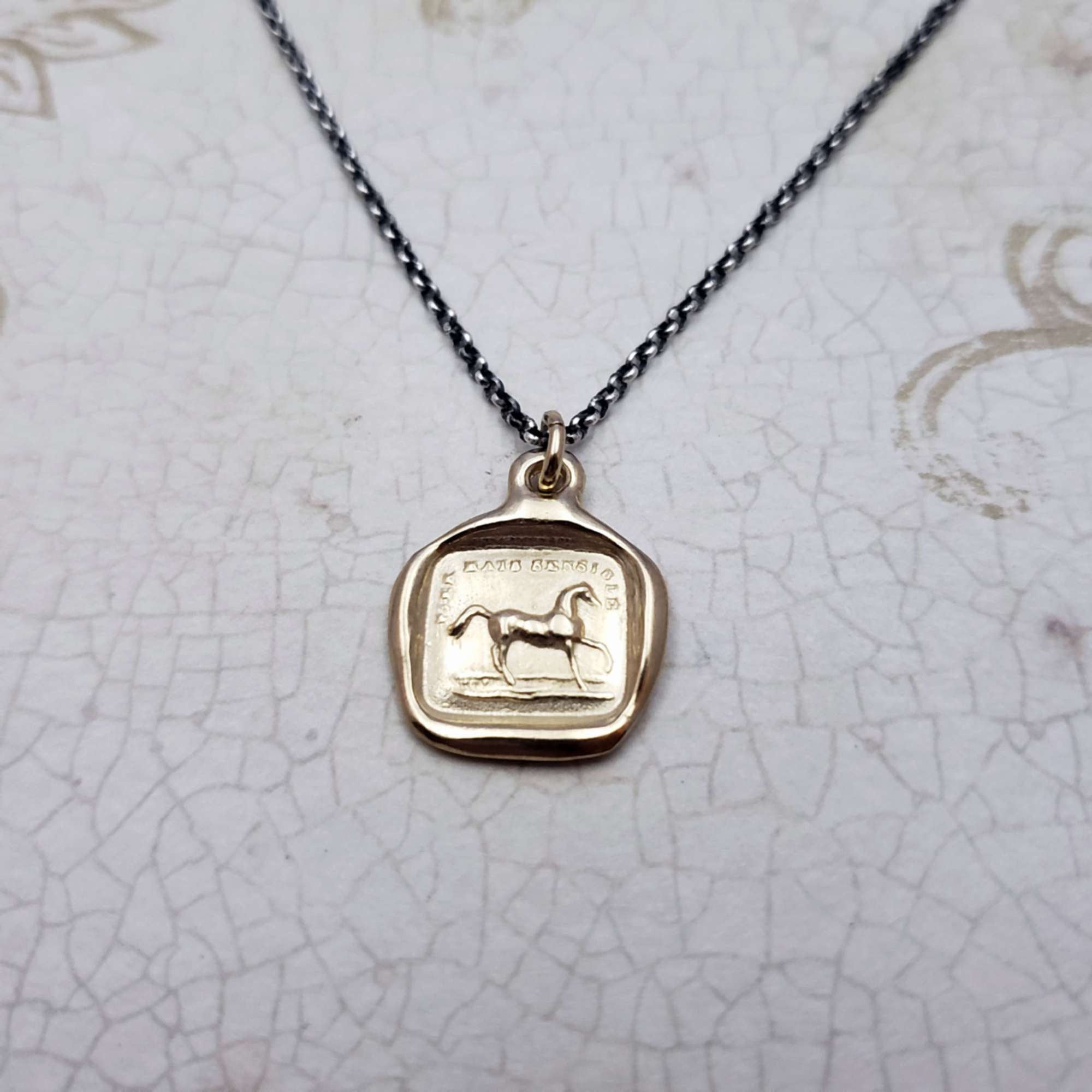 Horse Necklace in Gold Vermeil