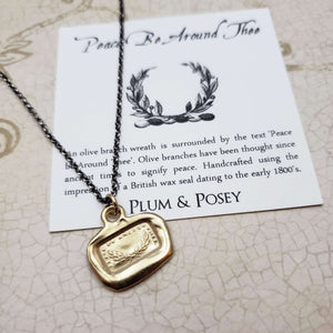Peace Be Around Thee Wax Seal Pendant in Gold Vermeil