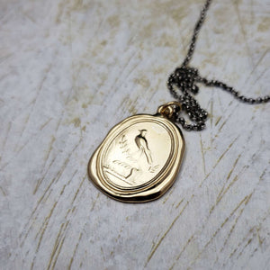 Robin on Branch - Spring Constancy pendant in Gold Vermeil