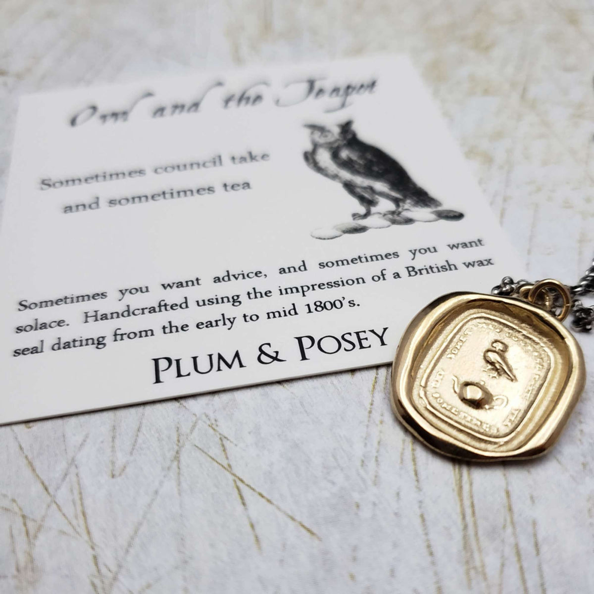 Council and Comfort - Owl and Teapot in Gold Vermeil