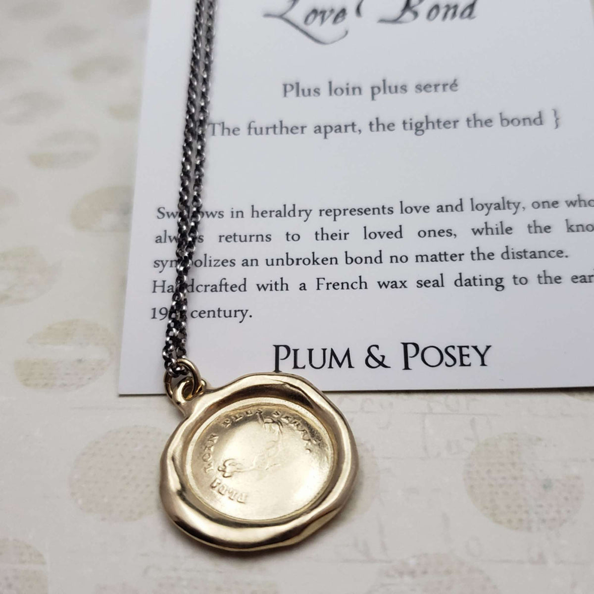 Swallow &amp; Love Knot - The further apart, the tighter the bond  in Gold Vermeil