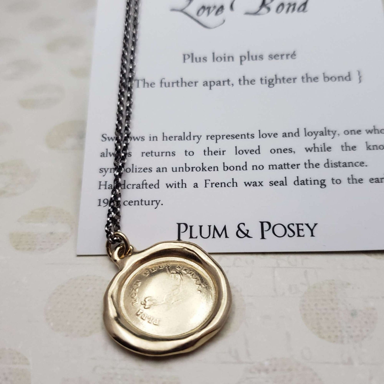 Swallow & Love Knot - The further apart, the tighter the bond  in Gold Vermeil