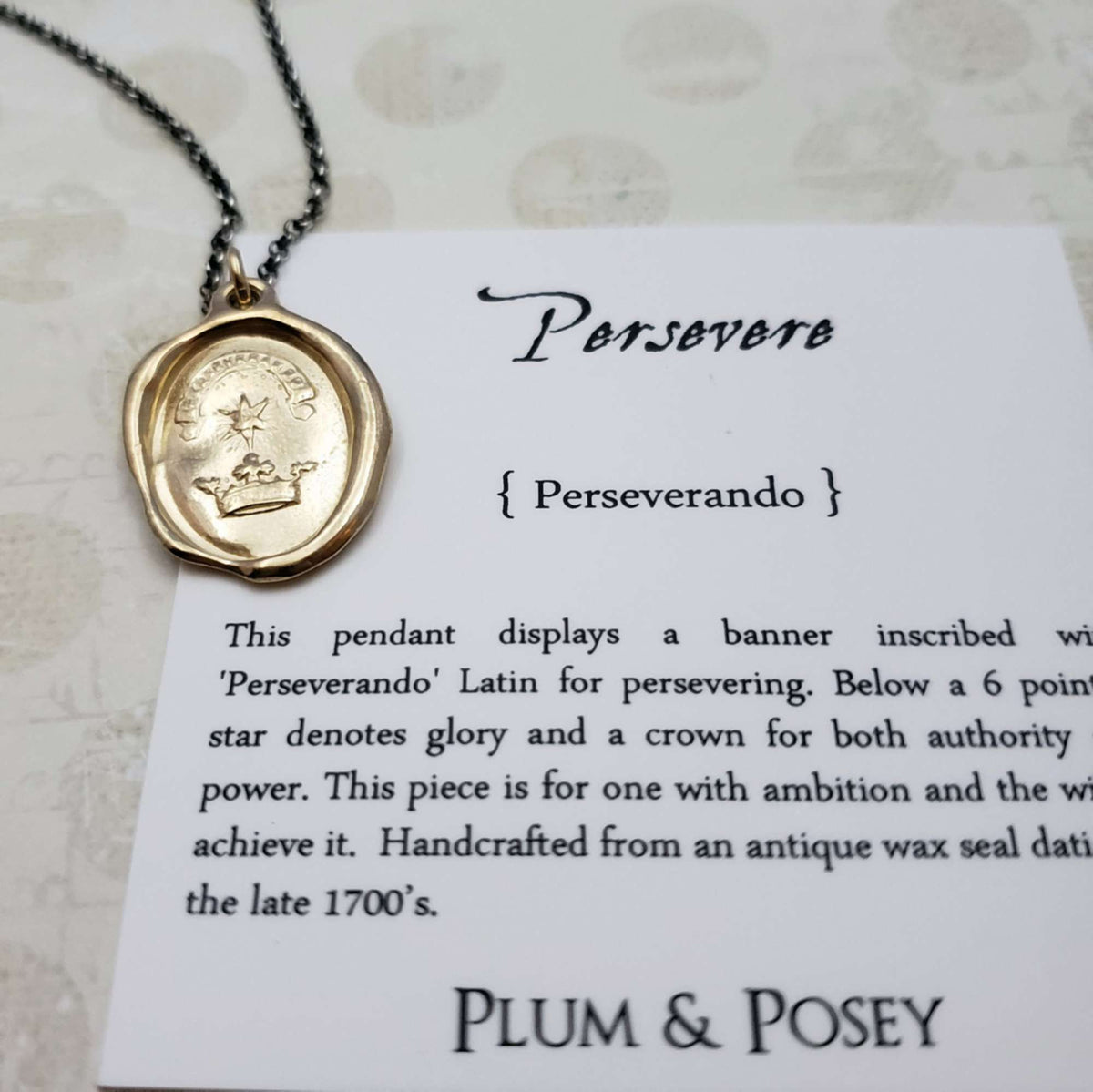 Star and Crown Wax Seal Necklace in Gold Vermeil