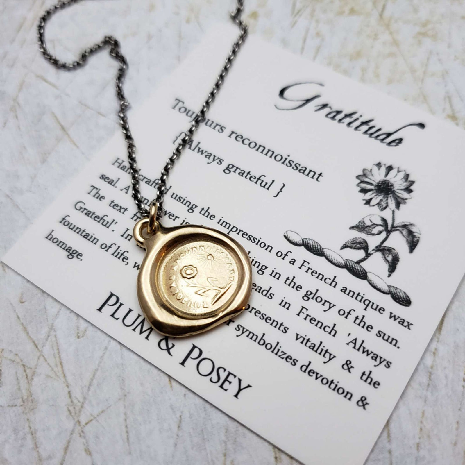 Gratitude Sunflower in Gold Vermeil
