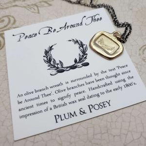 Peace Be Around Thee Wax Seal Pendant in Gold Vermeil