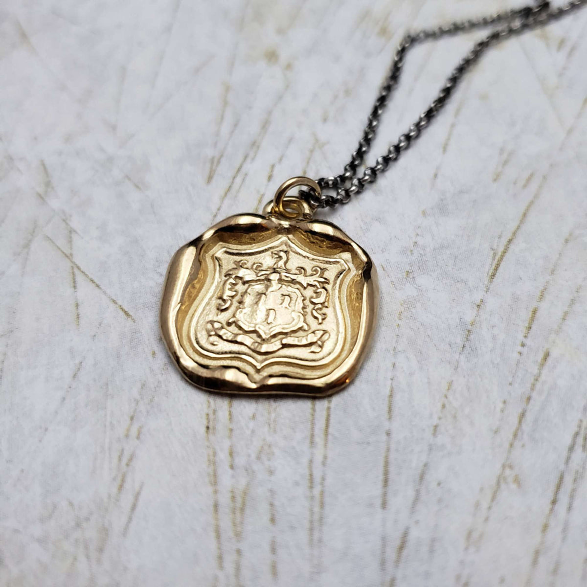 Wolf Crest - &#39;While I Breathe I Hope&#39; Necklace in Gold Vermeil