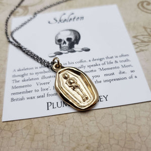 Skeleton Memento Mori Necklace in Gold Vermeil