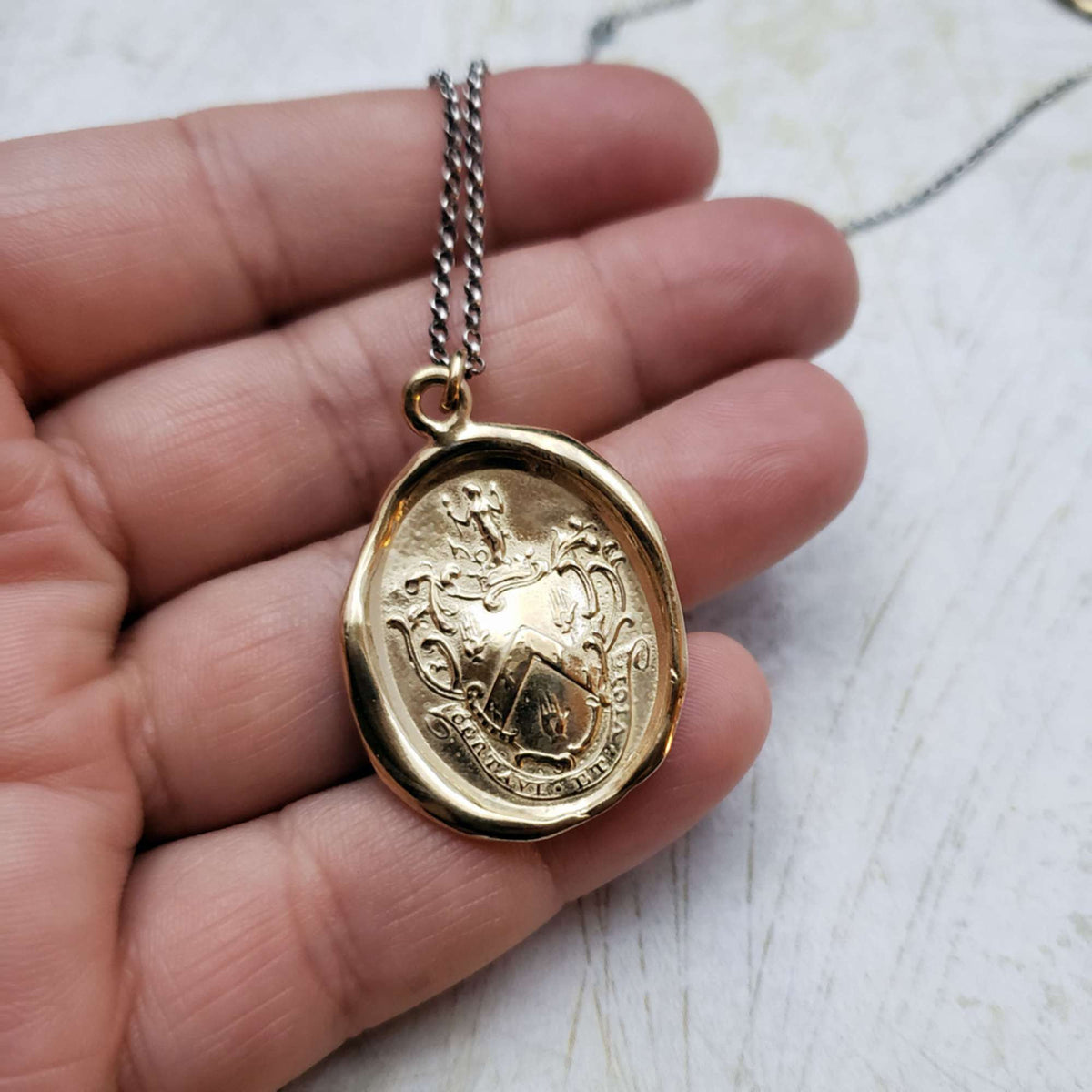 Mermaids Crest - Victorious -  in Gold Vermeil