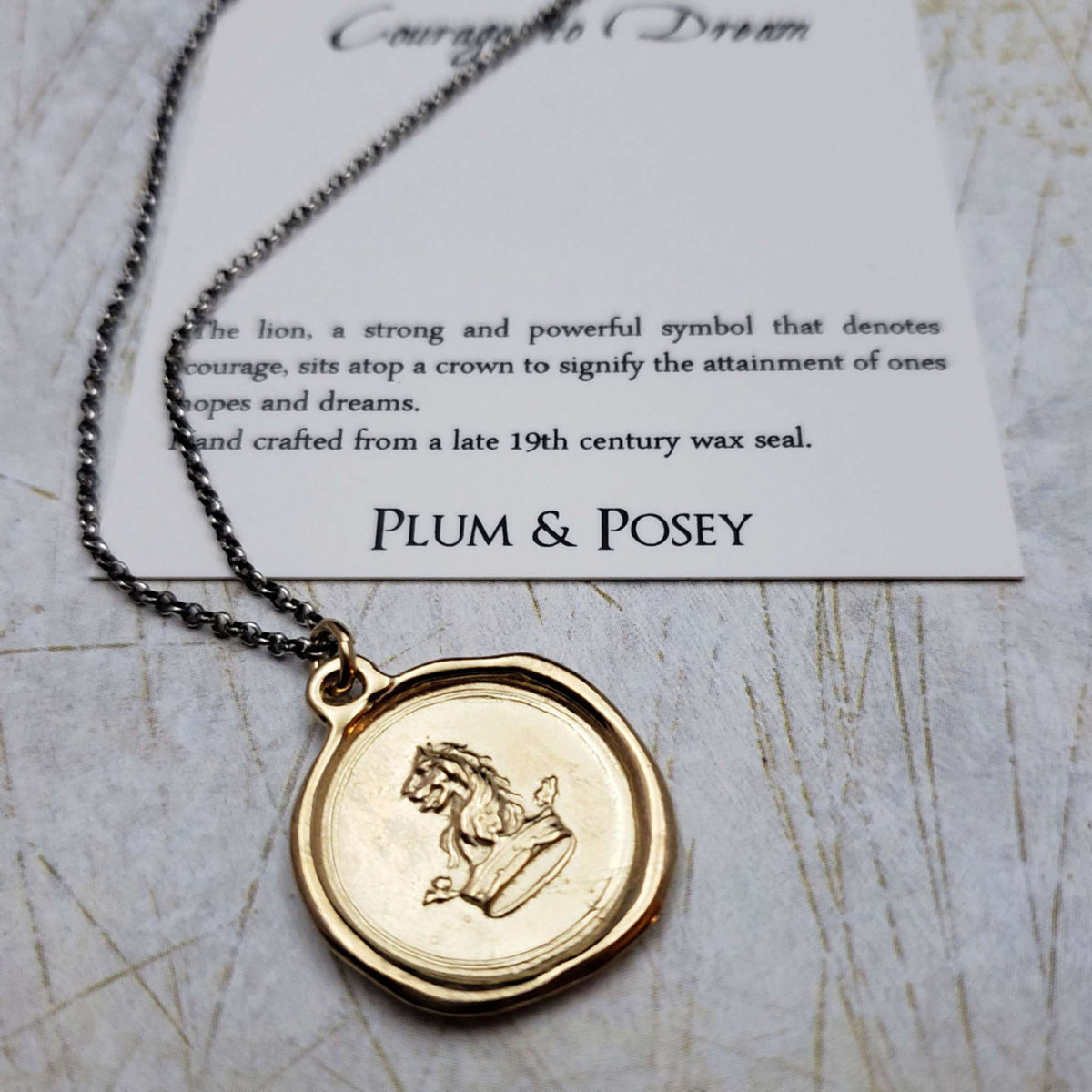 Lion &amp; Crown Wax Seal Pendant in Gold Vermeil