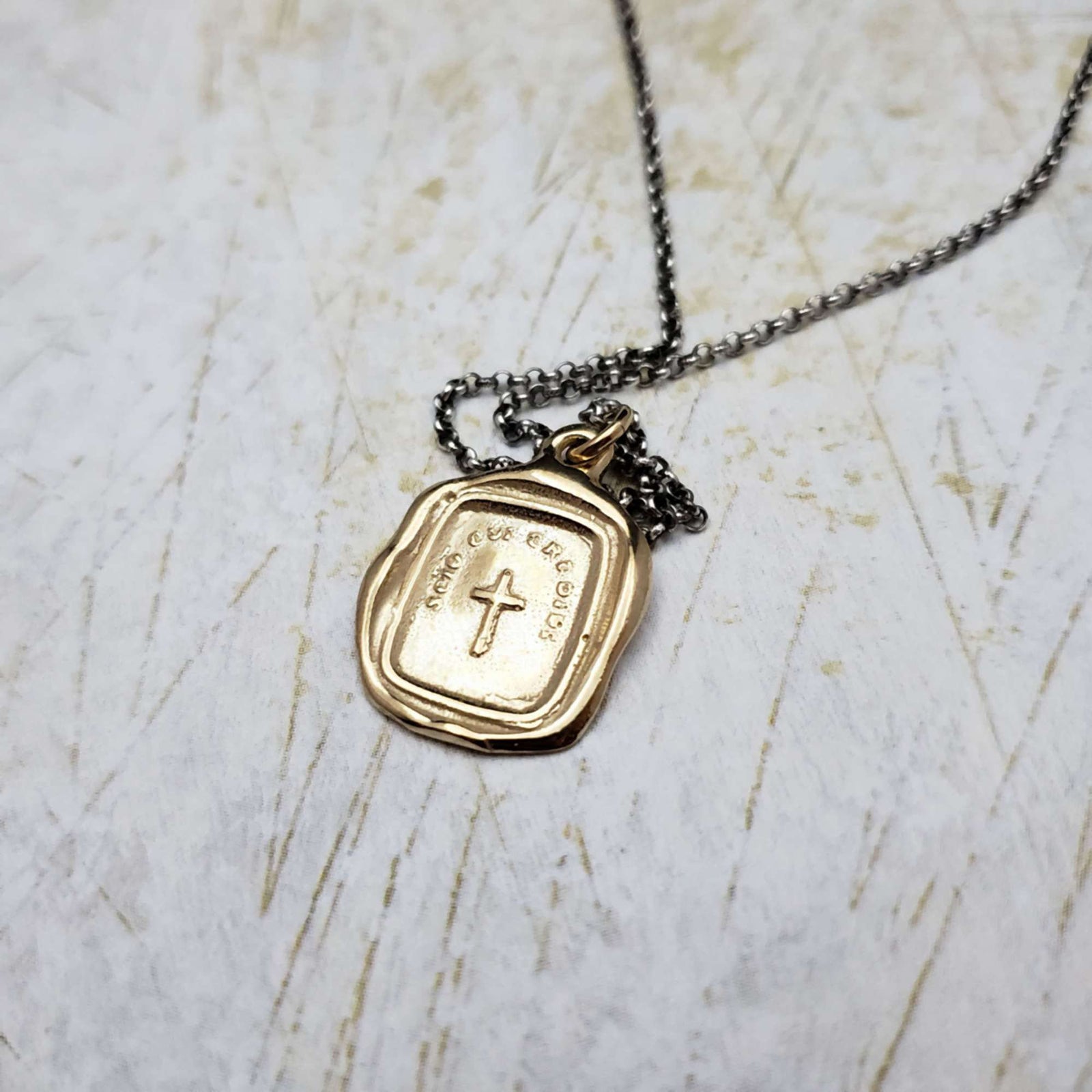 Christian Cross Necklace in Gold Vermeil
