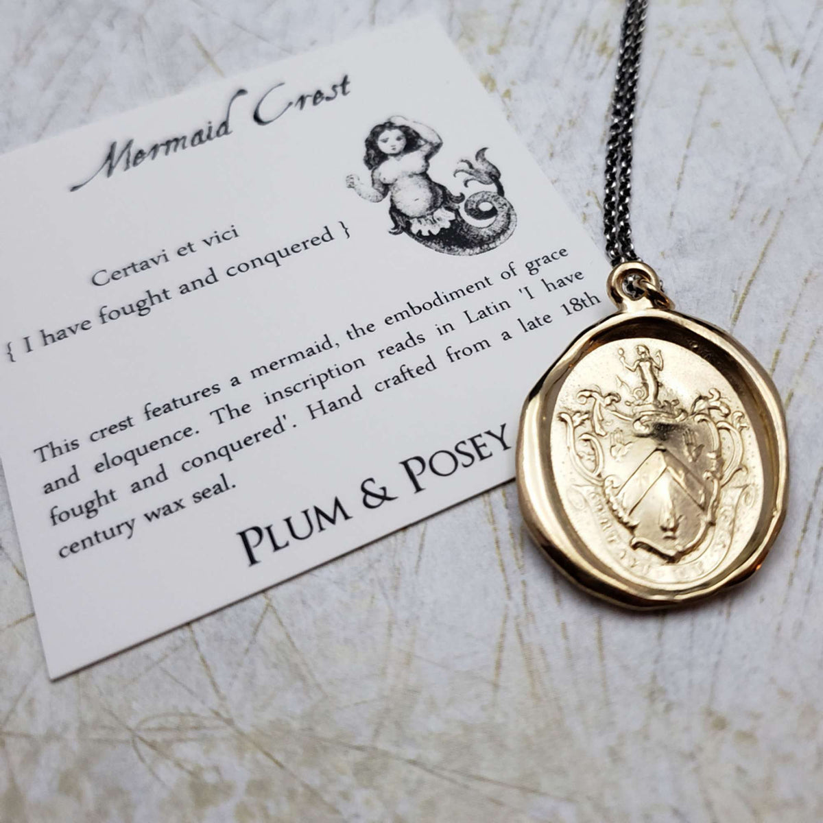 Mermaids Crest - Victorious -  in Gold Vermeil