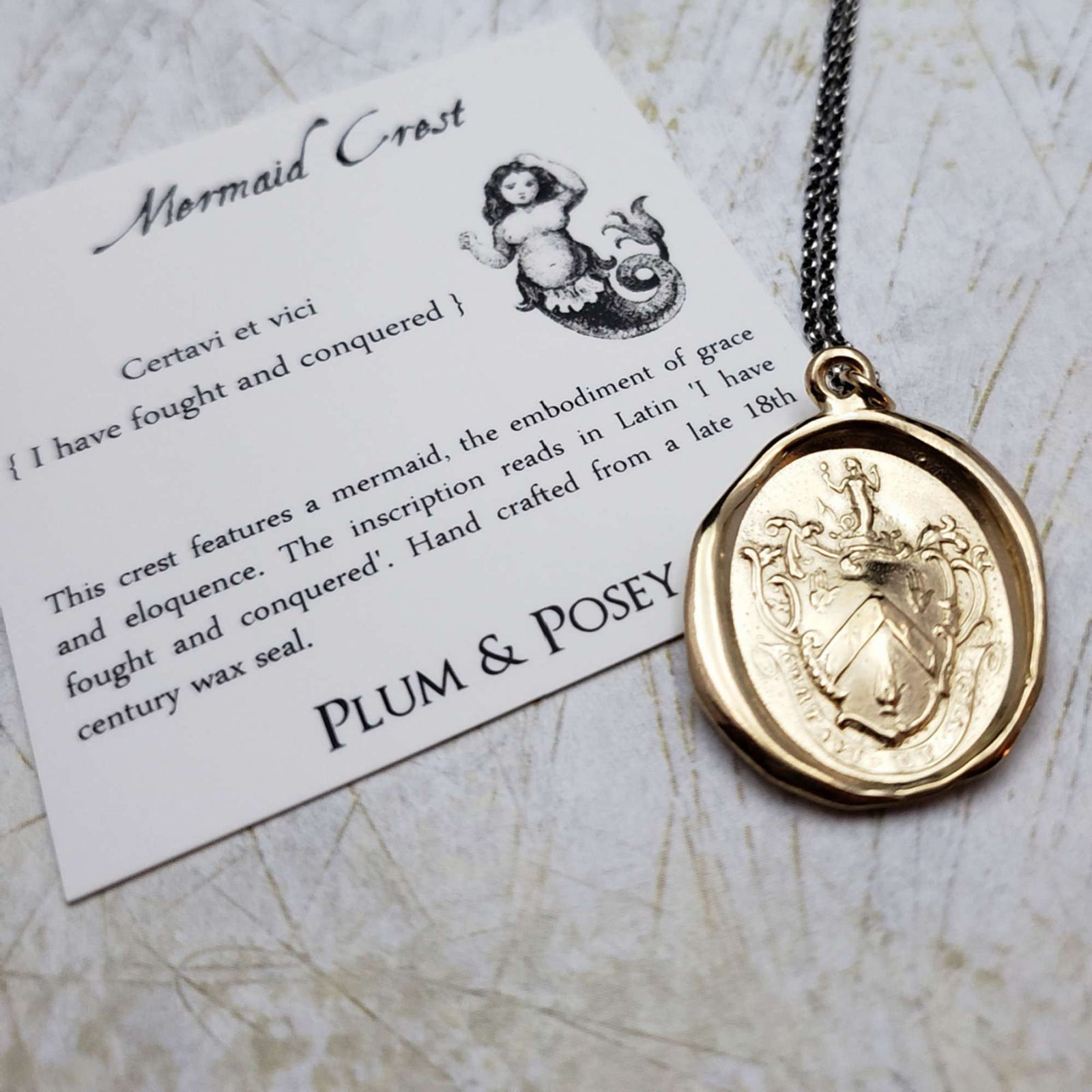 Mermaids Crest - Victorious -  in Gold Vermeil