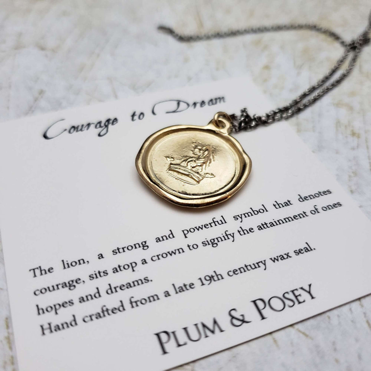 Lion &amp; Crown Wax Seal Pendant in Gold Vermeil