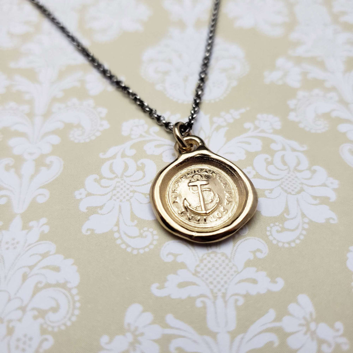 Hope Sustains Me Anchor Necklace in Gold Vermeil