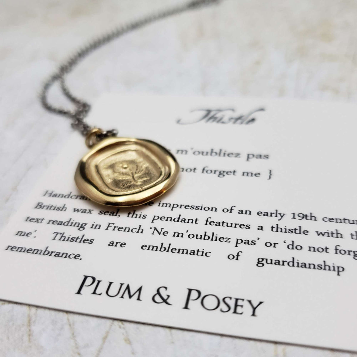 Thistle - Do Not Forget Me in Gold Vermeil