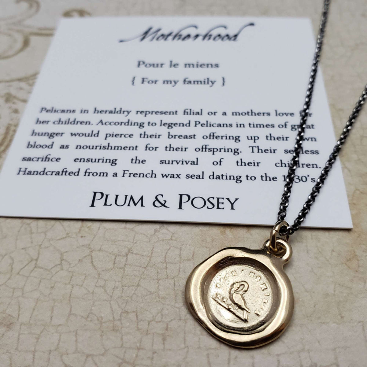 Motherhood Wax Seal pendant in Gold Vermeil