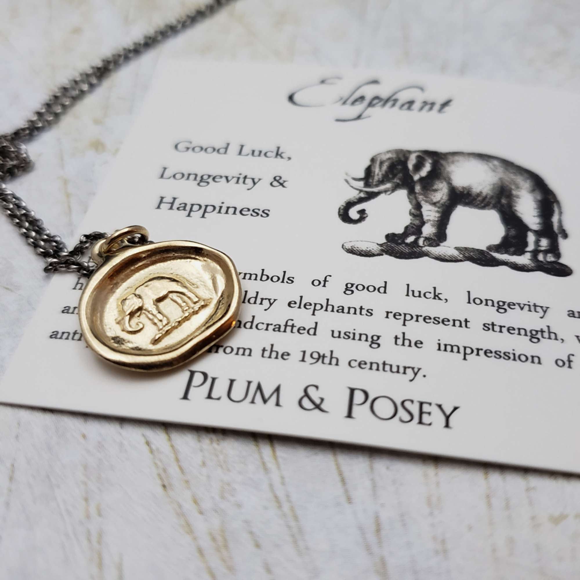 Elephant Wax Seal Pendant in Gold Vermeil