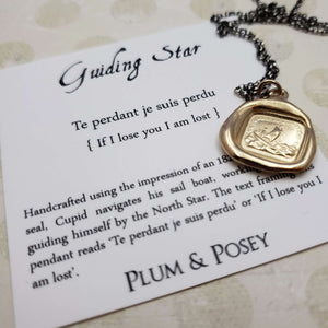 Guiding star Necklace in Gold - Cupid, Sailing Boat and North Star in Gold Vermeil