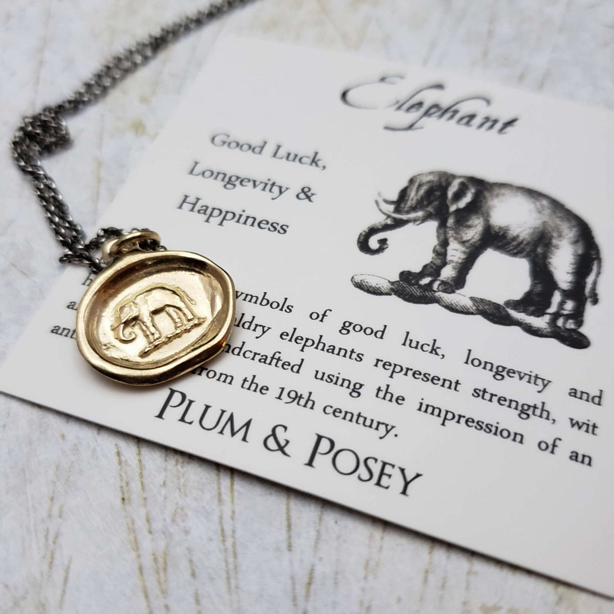 Elephant Wax Seal Pendant in Gold Vermeil