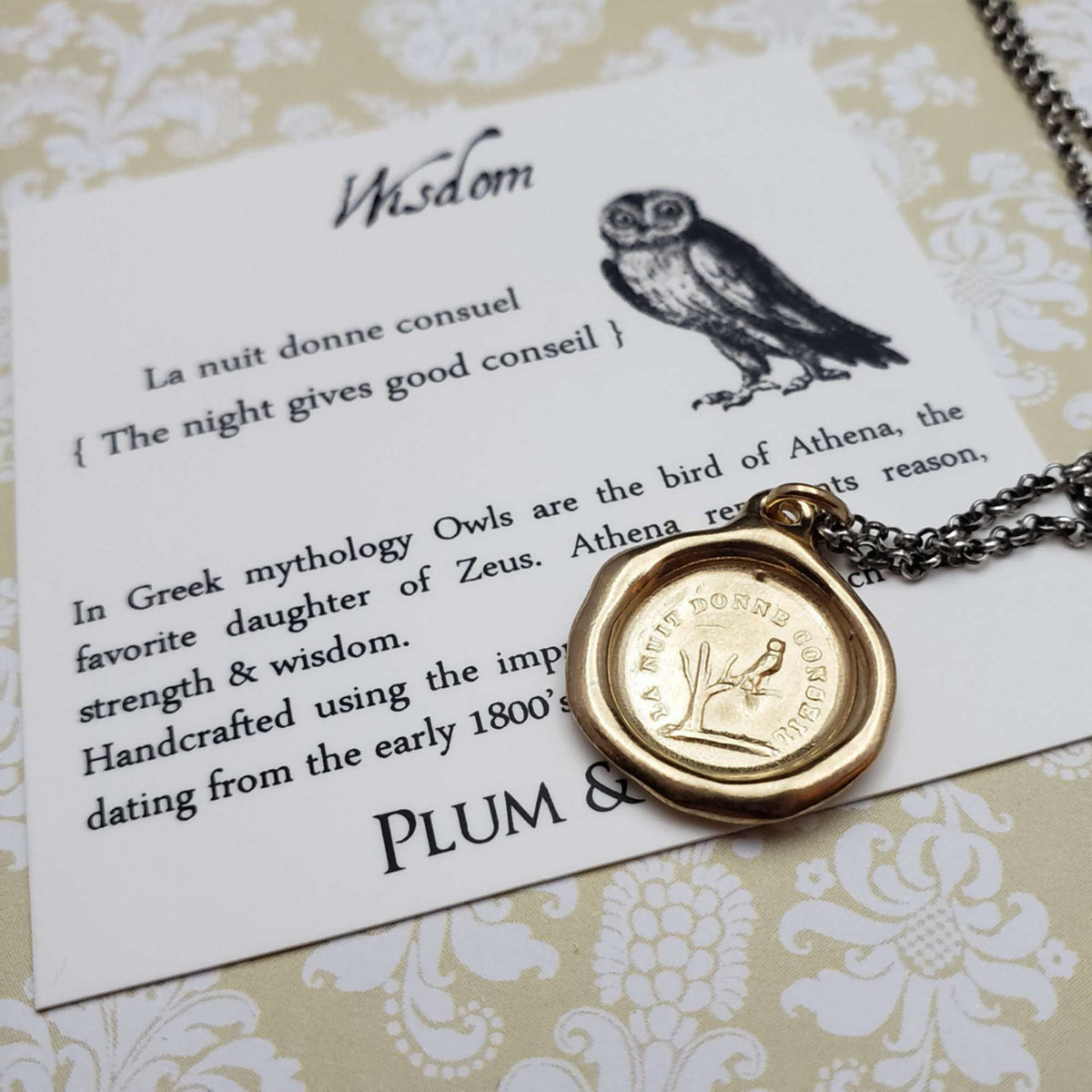 Owl - The night is full of wisdom in Gold Vermeil