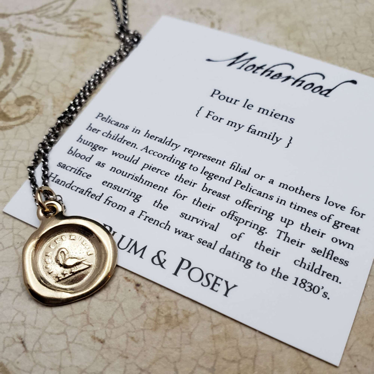 Motherhood Wax Seal pendant in Gold Vermeil