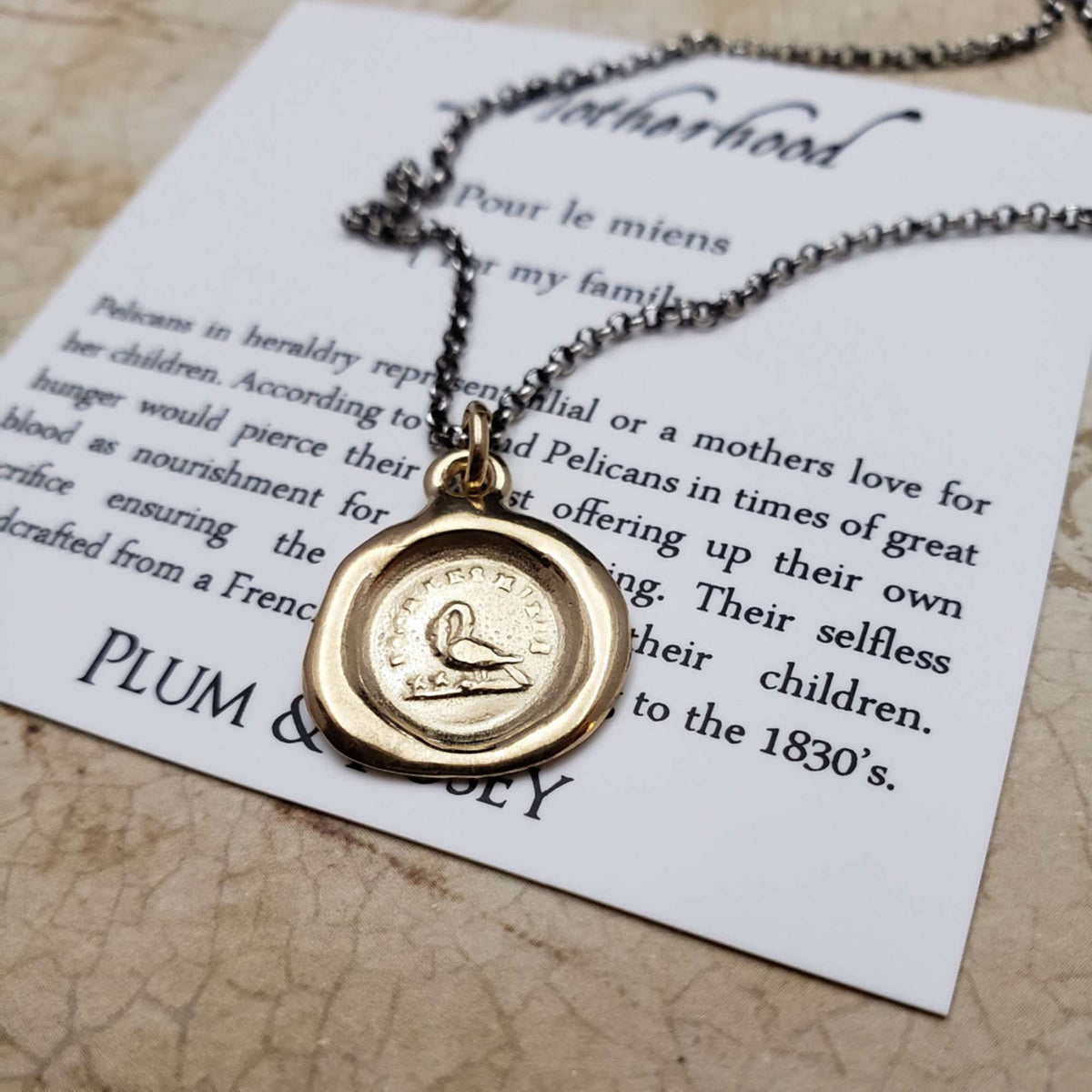 Motherhood Wax Seal pendant in Gold Vermeil