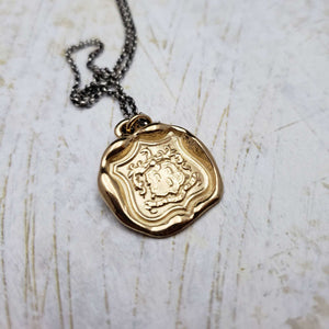 Wolf Crest - 'While I Breathe I Hope' Necklace in Gold Vermeil