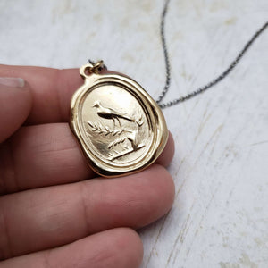 Robin on Branch - Spring Constancy pendant in Gold Vermeil