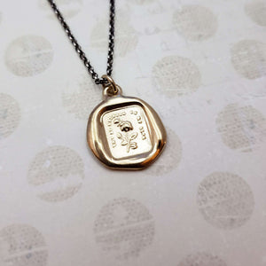 Rose and Butterfly - Thy sweetness is my life Pendant in Gold Vermeil