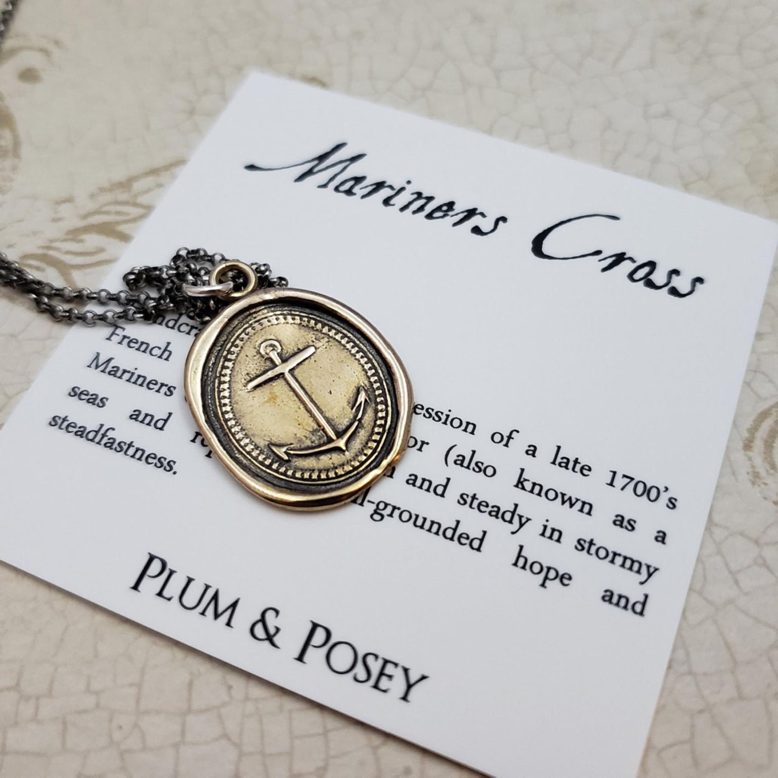 Mariners cross anchor - hope and faith in bronze