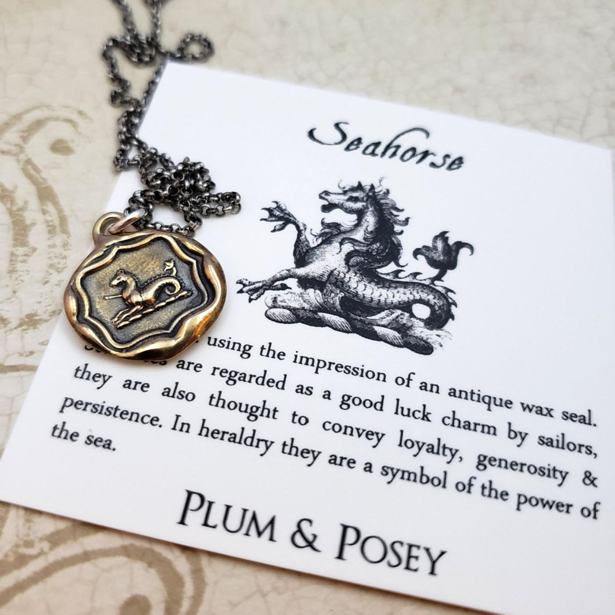 Seahorse pendant in bronze