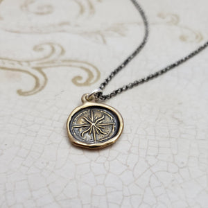 Medieval Compass Rose Necklace in bronze