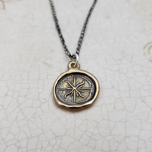 Medieval Compass Rose Necklace in bronze