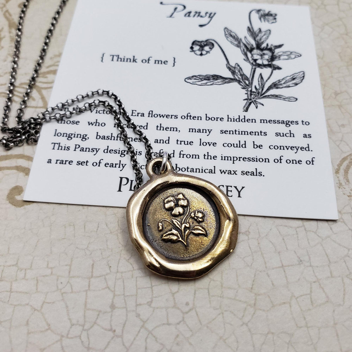 Pansy Necklace - Forget me not in bronze