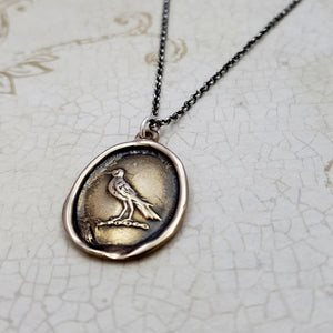 Nevermore Raven Wax Seal Pendant in Bronze