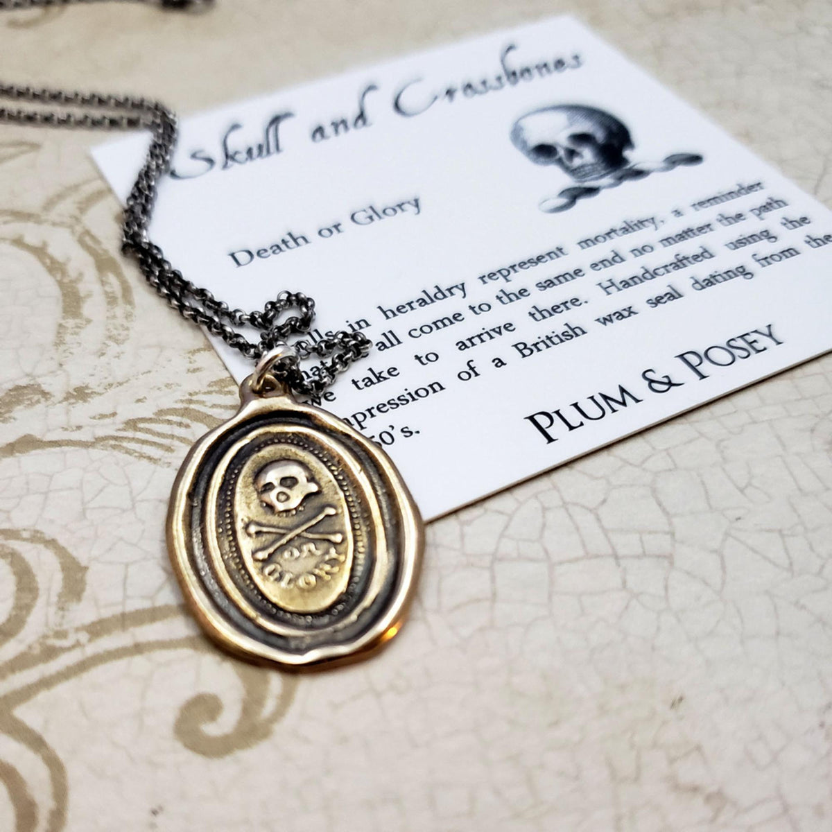 Death or Glory Skull and Crossbones in bronze