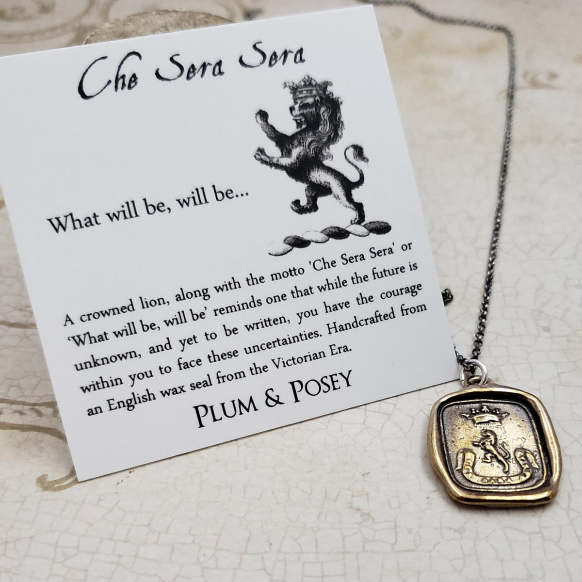 Lion &amp; Crown Pendant - What will be, will be in Bronze