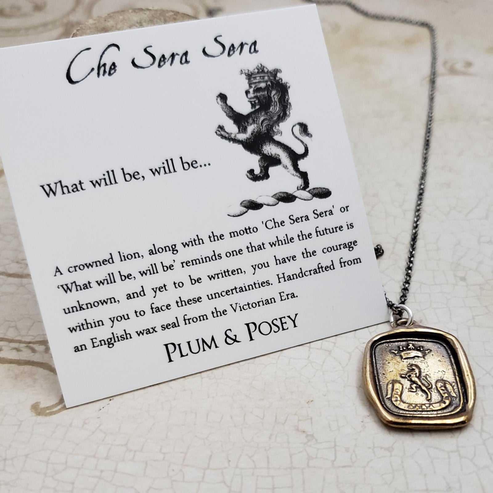 Lion & Crown Pendant - What will be, will be in Bronze