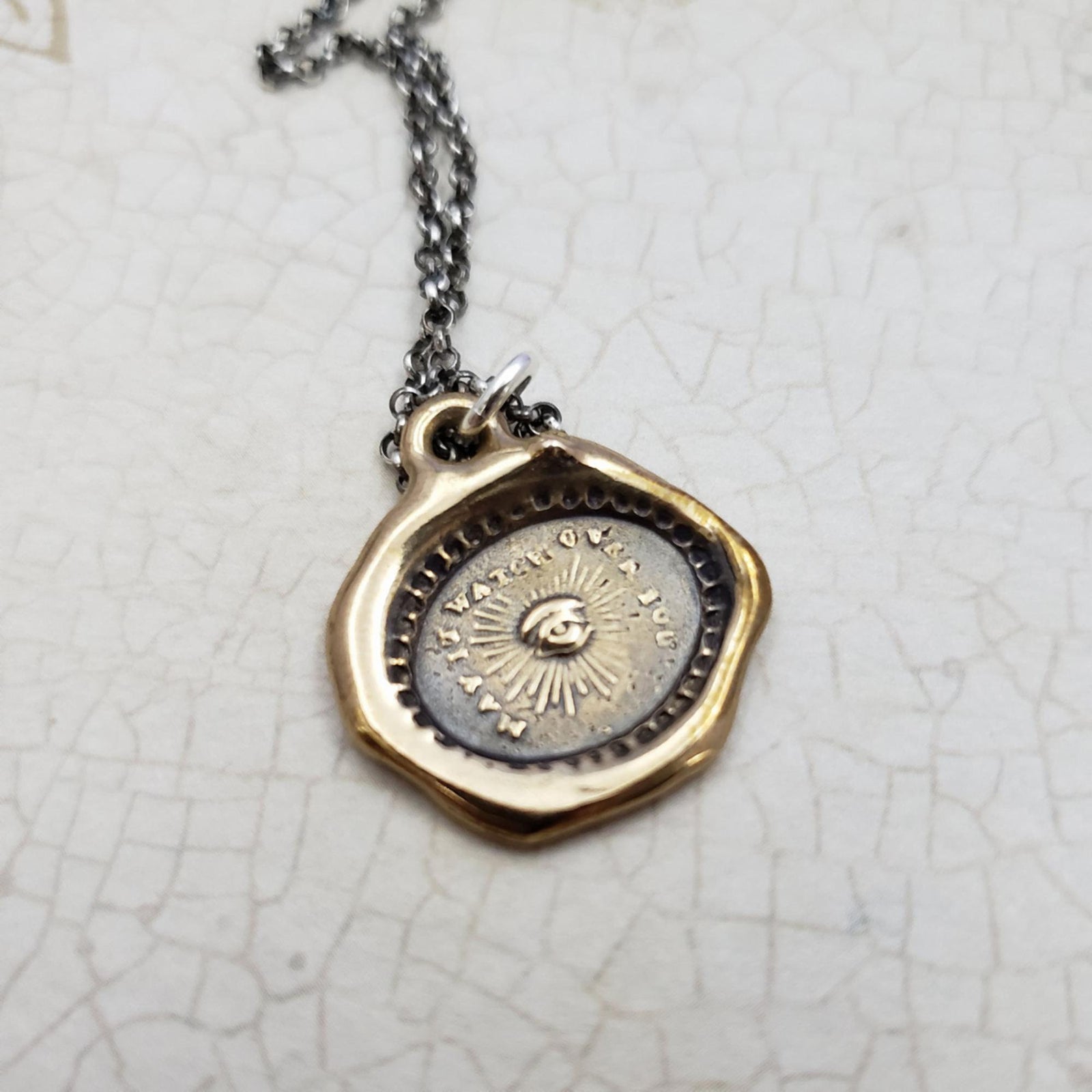 Eye of Providence Pendant Necklace in Bronze