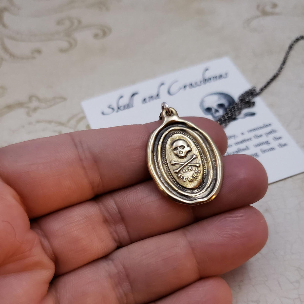 Death or Glory Skull and Crossbones in bronze