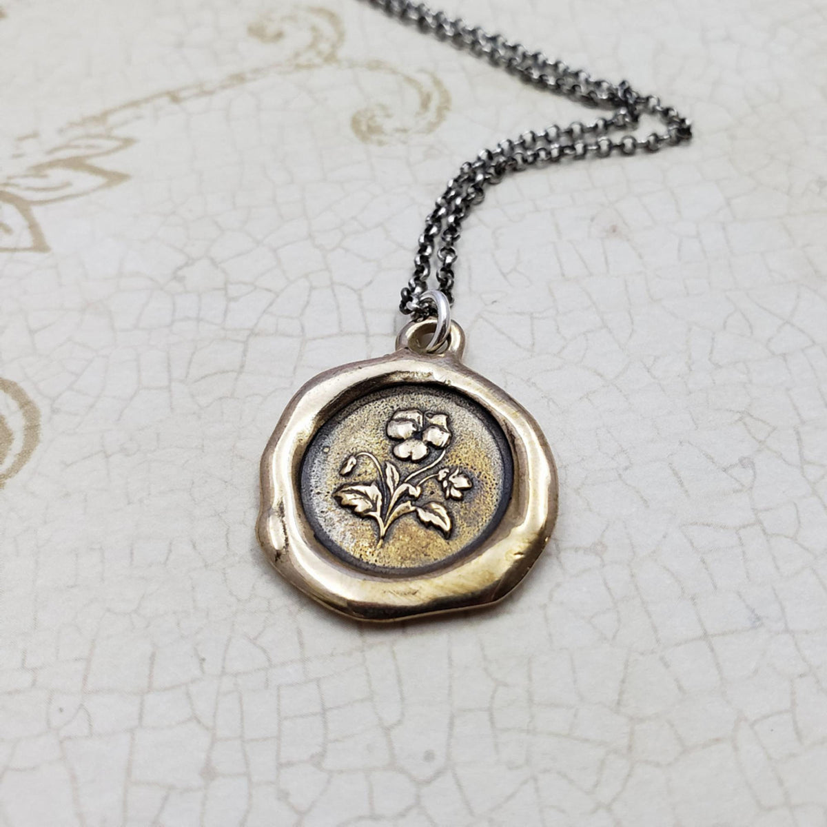 Pansy Necklace - Forget me not in bronze