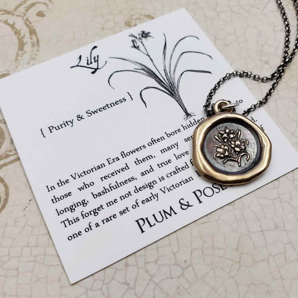Lily Flower Pendant Necklace in Bronze