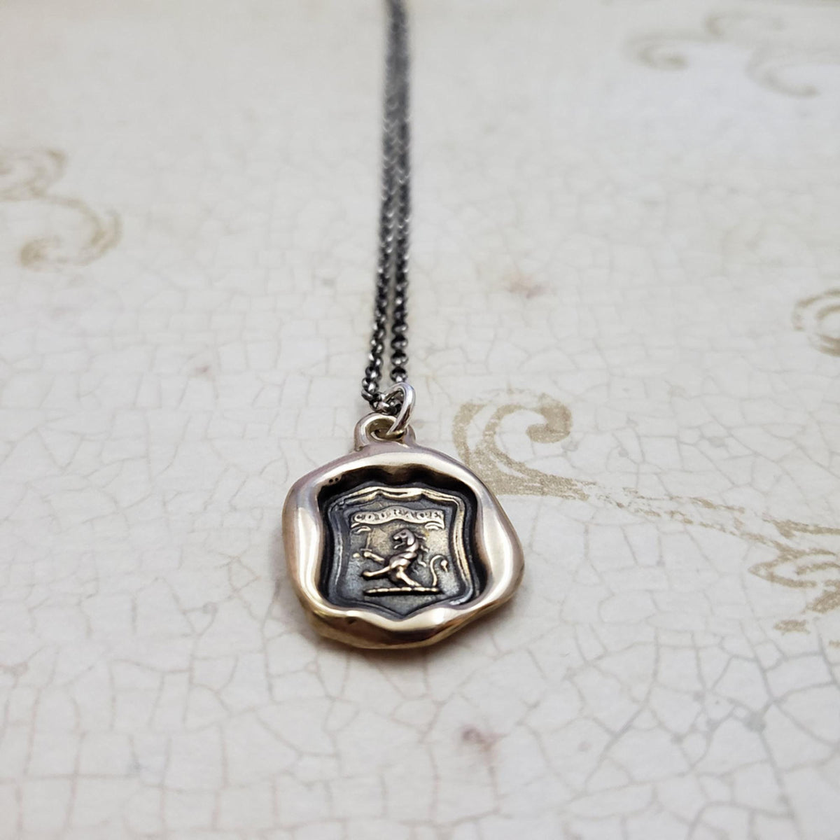Courage - Lion Rampant Pendant in Bronze