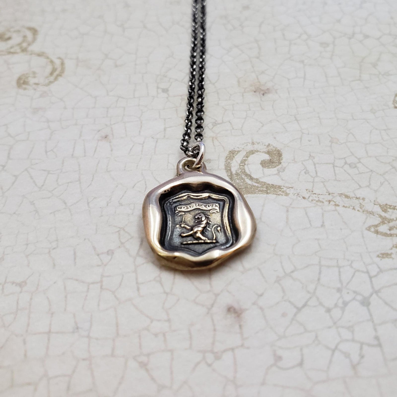 Courage - Lion Rampant Pendant in Bronze