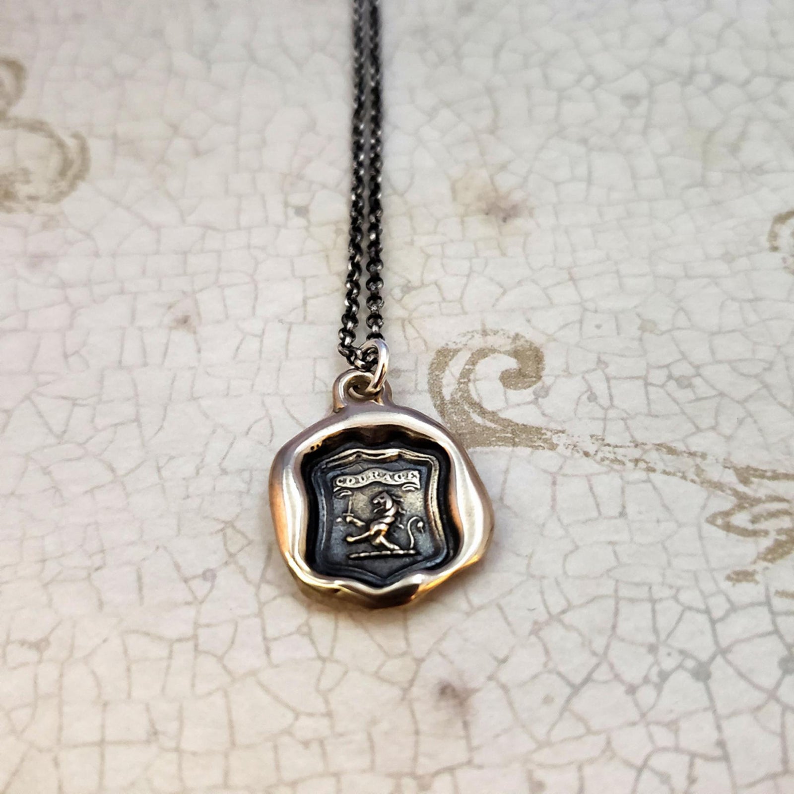 Courage - Lion Rampant Pendant in Bronze