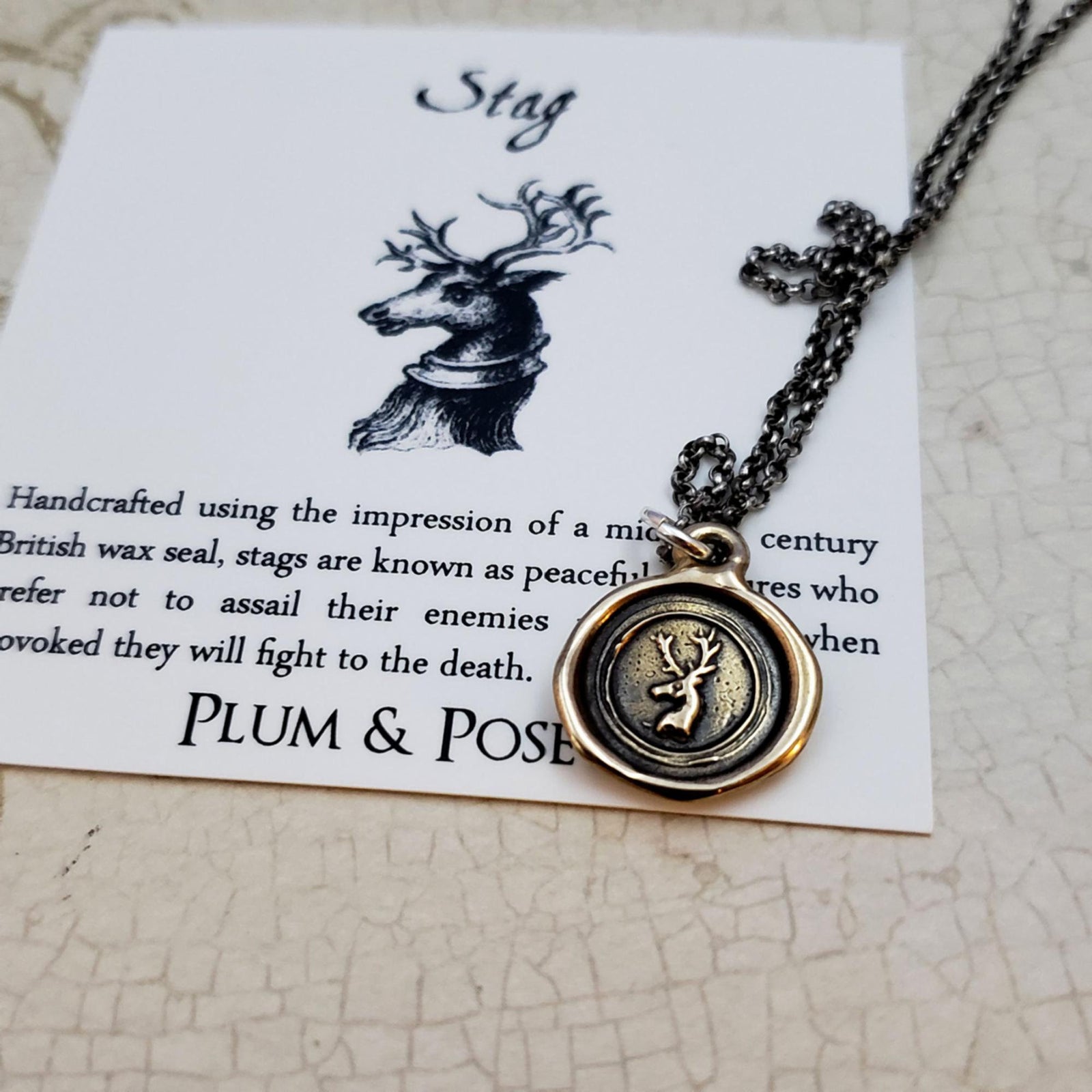 Stag Pendant in Bronze